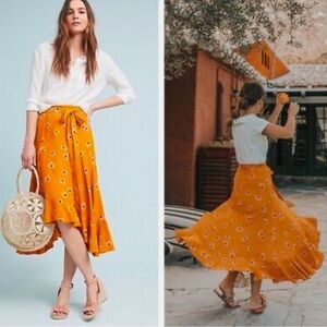 Floral Orange Midi Skirt